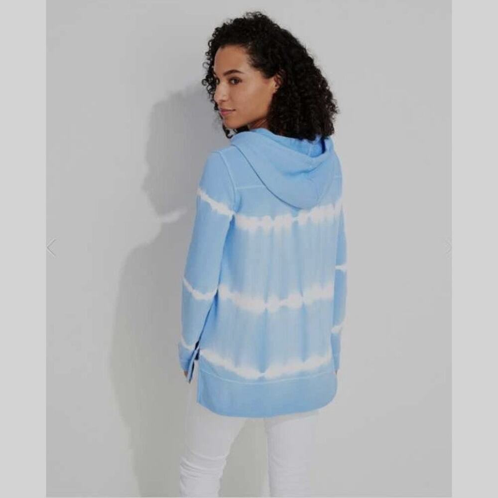 Tie Dye Hoodie Coastal Preppy Vineyard Vines Women's XS Blue White Beach Cozy